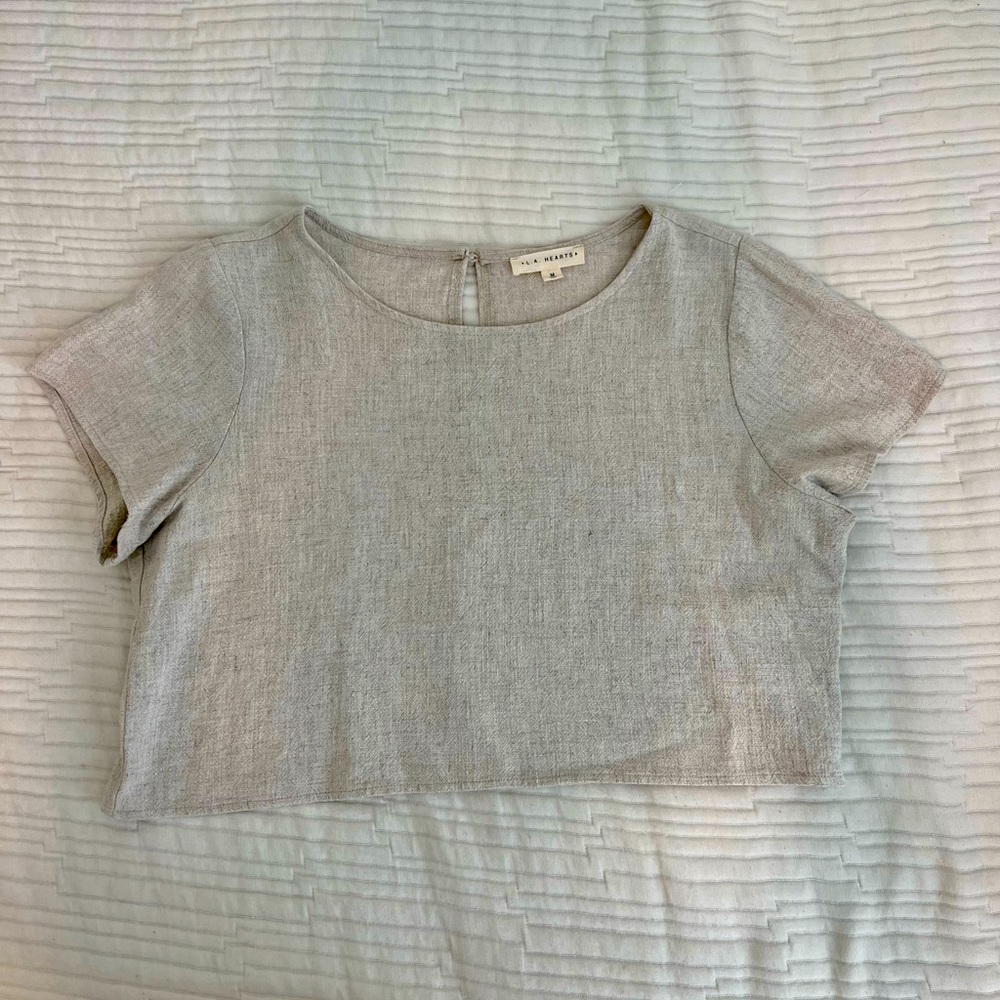 L.A Hearts Cropped Linen Top